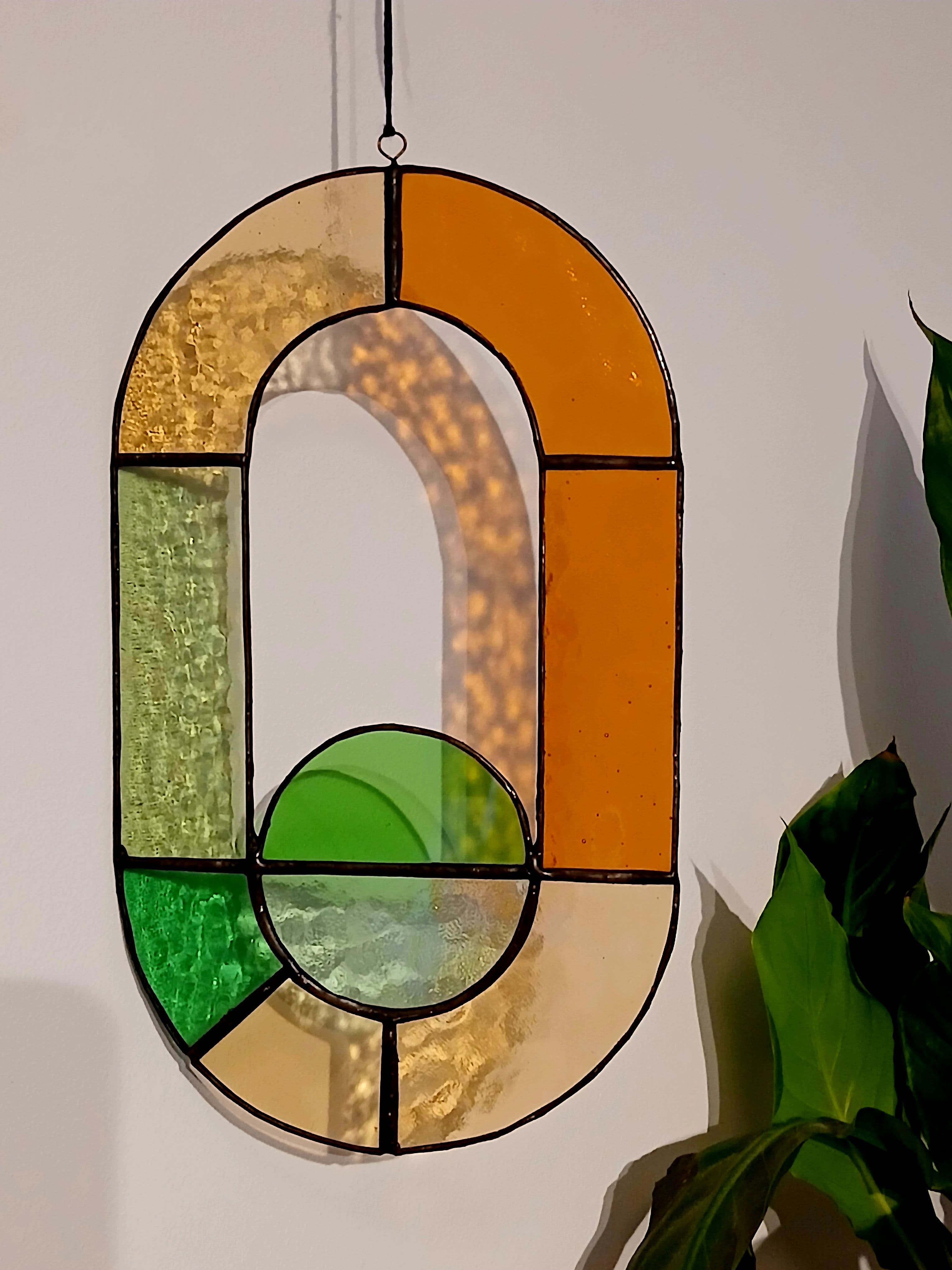 midcentury-hanger groen, geel en amber